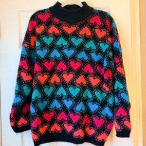 Vintage Statement Heart Turtleneck Sweater, Size S